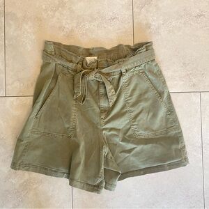 LOFT High Waist Green tie belt Shorts